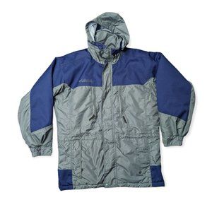 Vintage Columbia Men's M Insulated Winter Coat Rain Jacket Full Zip Hooded Green